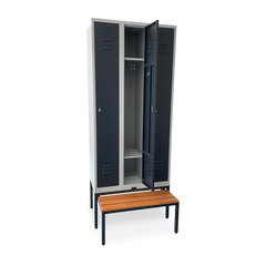 Premium-Spind mit ausziehbarer Sitzbank | 2, 3 oder 4 Abteile