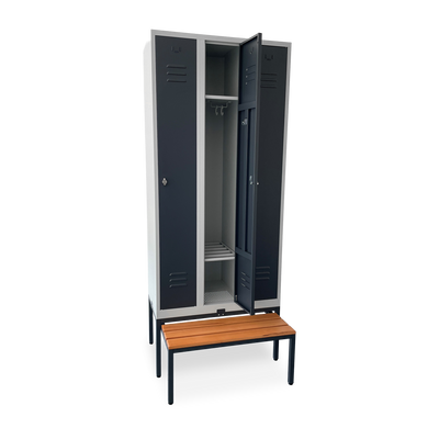 Premium-Spind mit ausziehbarer Sitzbank | 2, 3 oder 4 Abteile