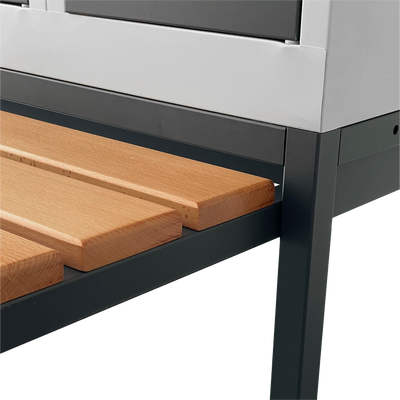 Premium-Spind mit ausziehbarer Sitzbank | 2, 3 oder 4 Abteile