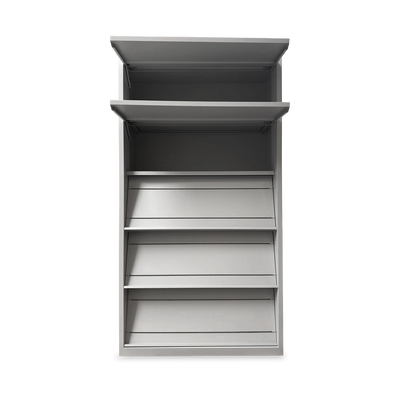 Prospektschrank aus Stahl mit 5 Schrägfachböden