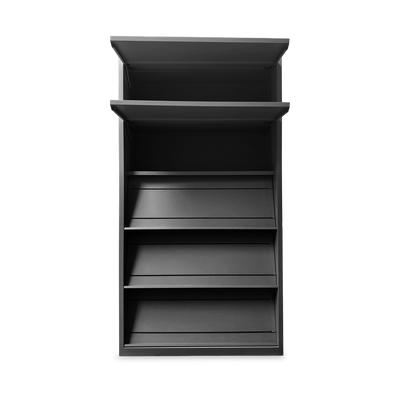 Prospektschrank aus Stahl mit 5 Schrägfachböden