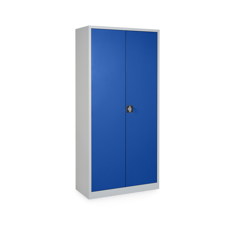 Putzmittelschrank (800 Breit) – Lichtgrau / Enzianblau