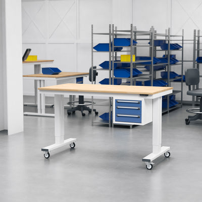 Werktisch elektrisch höhenverstellbar – Buche 25 mm – Flächenlast 300 kg