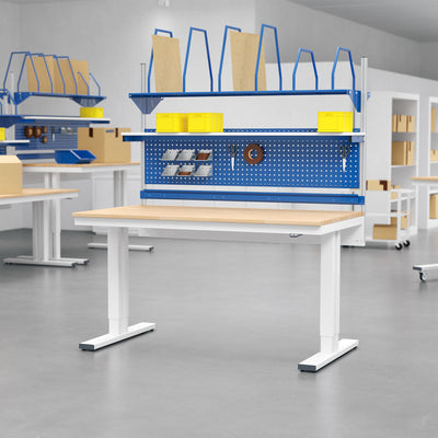 Werktisch elektrisch höhenverstellbar – Buche 25 mm – Flächenlast 300 kg