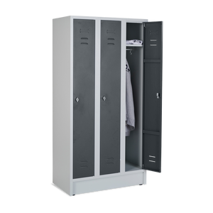 Reihenspind, 300 mm Abteilbreite, 3 Abteile, offen, 7035-7016