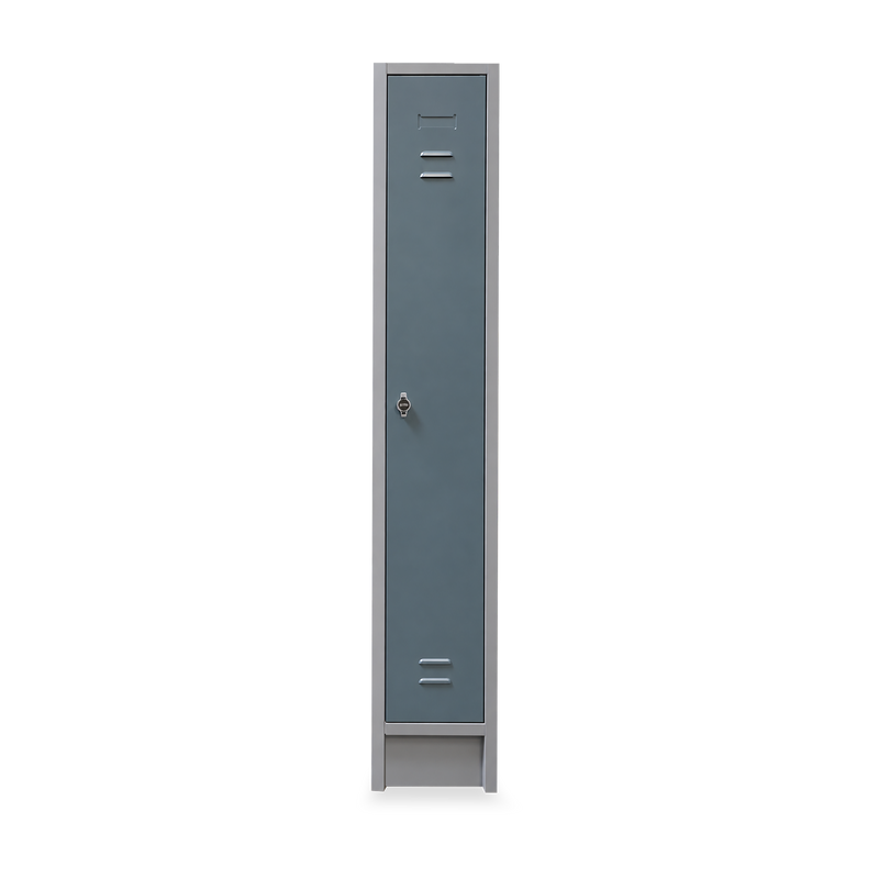 Umkleidespinde (1-Abteil) 300 mm Breite – Korpus in Staubgrau, Tür in Eisengrau