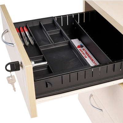 Rollcontainer aus Holz mit Schubladen