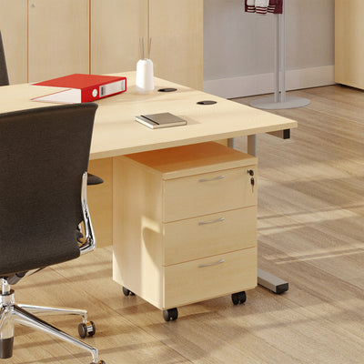 Rollcontainer aus Holz mit Schubladen