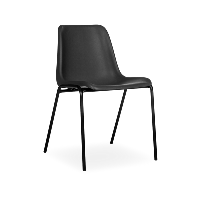 Stapelbarer Kunststoff Schalenstuhl "Basic" in Schwarz