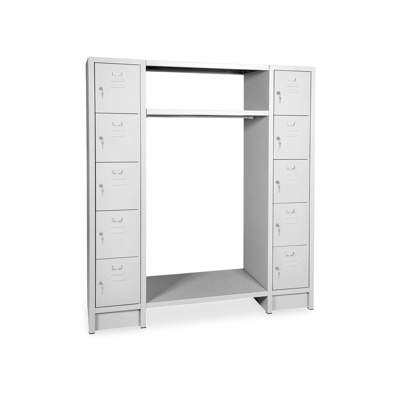 Schließfachgarderobe (10-Fächer) – Korpus in Lichtgrau