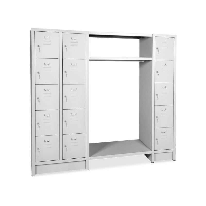 Schließfachgarderobe (15-Fächer) – Korpus in Lichtgrau