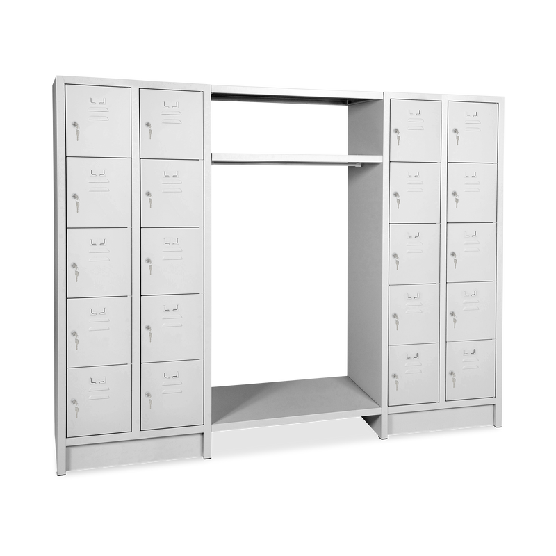 Schließfachgarderobe (20-Fächer) – Korpus in Lichtgrau