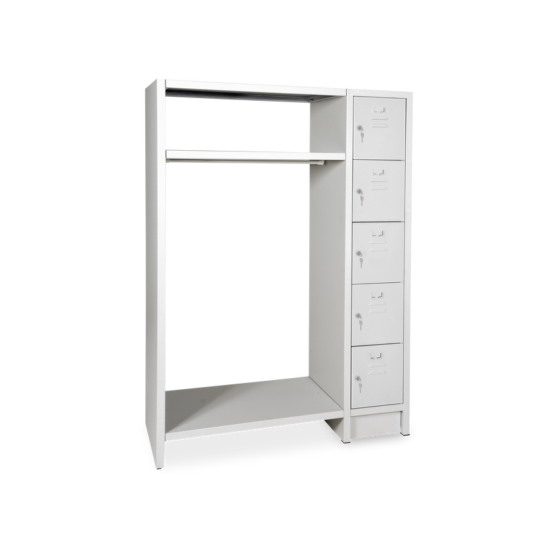 Schließfachgarderobe (5-Fächer) – Korpus in Lichtgrau