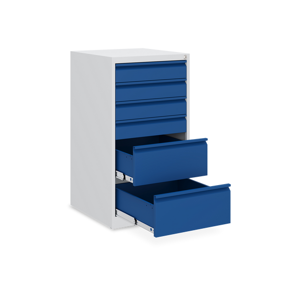 Schubladenschrank (900 mm hoch) mit 6-Schubladen in Lichtgrau