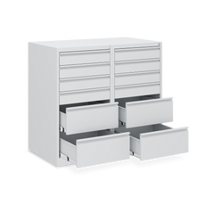 Schubladenschrank (900 mm hoch) mit 12-Schubladen in Lichtgrau