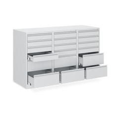 Schubladenschrank (900 mm hoch) mit 18-Schubladen in Lichtgrau