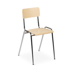 Holz-Stapelstuhl mit normaler Sitzfläche (370 mm) – Chrom-Gestell