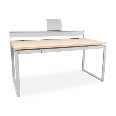 Schreibtisch mit 4 Schubladen und Orgaleiste – Gestell Weißaluminium