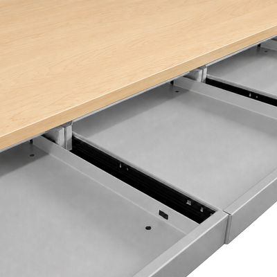 Schreibtisch mit 4 Schubladen und Orgaleiste – Gestell Weißaluminium