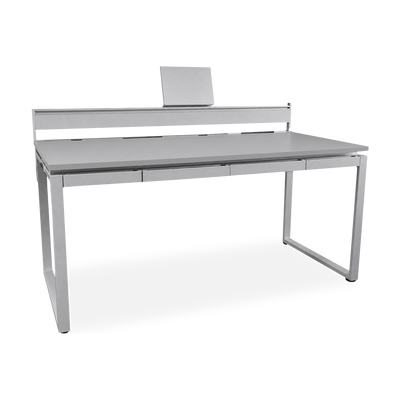 Schreibtisch mit 4 Schubladen und Orgaleiste – Gestell Weißaluminium