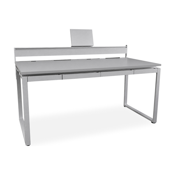 Schreibtisch mit 4 Schubladen und Orgaleiste – Gestell Weißaluminium