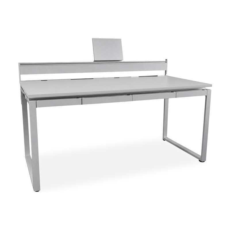 Schreibtisch mit 4 Schubladen und Orgaleiste – Gestell Weißaluminium