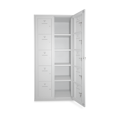 Verteilerschrank – 10 Fächer & 2-Abteile | Korpus Lichtgrau