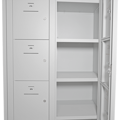 Verteilerschrank – 10 Fächer & 2-Abteile | Korpus Lichtgrau