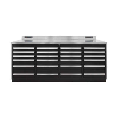 Werkbank PRO mit 24 Schubladen – 2.150 mm, Tiefschwarz