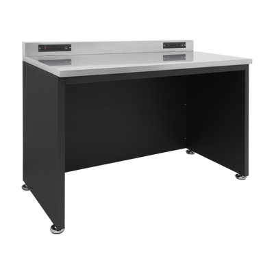 Arbeitstisch PRO mit Edelstahl-Arbeitsplatte – 1.424 mm, Tiefschwarz