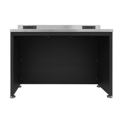 Arbeitstisch PRO mit Edelstahl-Arbeitsplatte – 1.424 mm, Tiefschwarz