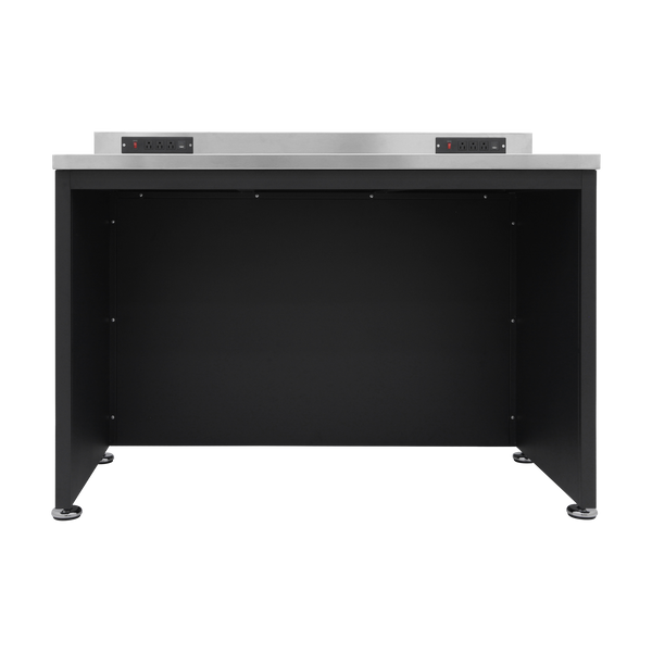 Arbeitstisch PRO mit Edelstahl-Arbeitsplatte – 1.424 mm, Tiefschwarz