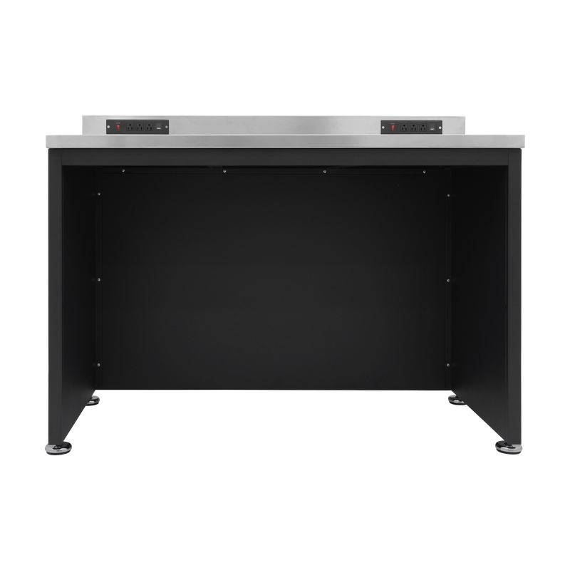 Arbeitstisch PRO mit Edelstahl-Arbeitsplatte – 1.424 mm, Tiefschwarz