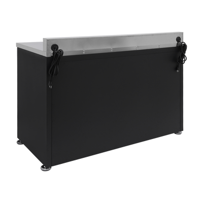 Arbeitstisch PRO mit Edelstahl-Arbeitsplatte – 1.424 mm, Tiefschwarz