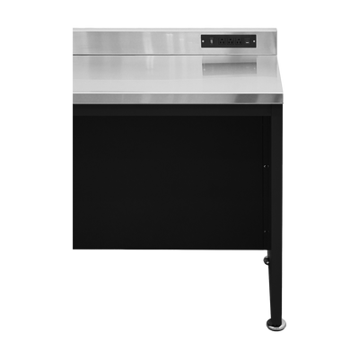 Arbeitstisch PRO mit Edelstahl-Arbeitsplatte – 1.830 mm, Tiefschwarz
