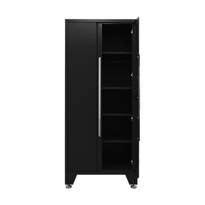 Hochschrank PRO mit T-Boden und 6 Fachböden – 900 mm, Tiefschwarz