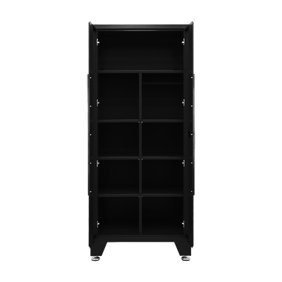 Hochschrank PRO mit T-Boden und 6 Fachböden – 900 mm, Tiefschwarz