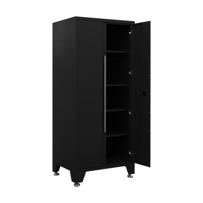 Hochschrank PRO mit T-Boden und 6 Fachböden – 900 mm, Tiefschwarz