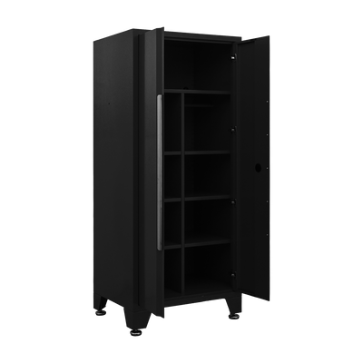 Hochschrank PRO mit T-Boden und 6 Fachböden – 900 mm, Tiefschwarz