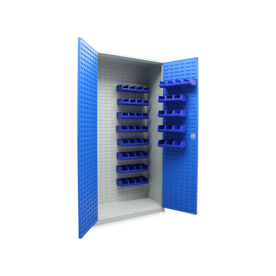 Werkstattschrank mit Lochwand für Kleinteil-Boxen