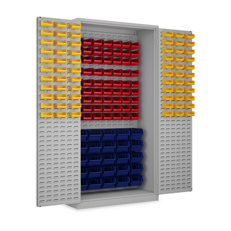 Werkstattschrank mit Lochwand für Kleinteil-Boxen