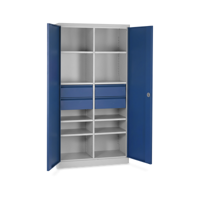 Werkstattschrank (1200 x 450) mit 4 Schubladen & 8 Fachböden