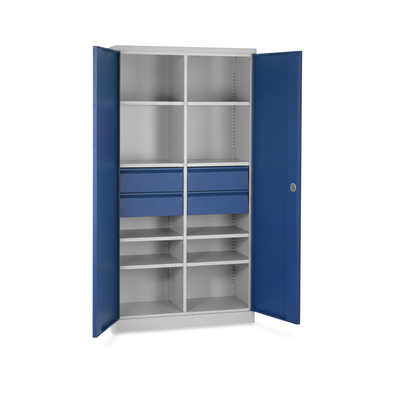 Werkstattschrank (1200 x 450) mit 4 Schubladen & 8 Fachböden