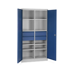 Werkstattschrank (1200 x 450) mit 4 Schubladen & 8 Fachböden