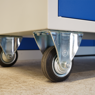 Werkzeugwagen (2-Türen & 2-Schübe) mit Lenkrollen – Lichtgrau