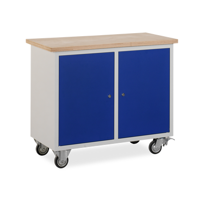 Werkzeugwagen (2-Türen) mit Lenkrollen – Lichtgrau