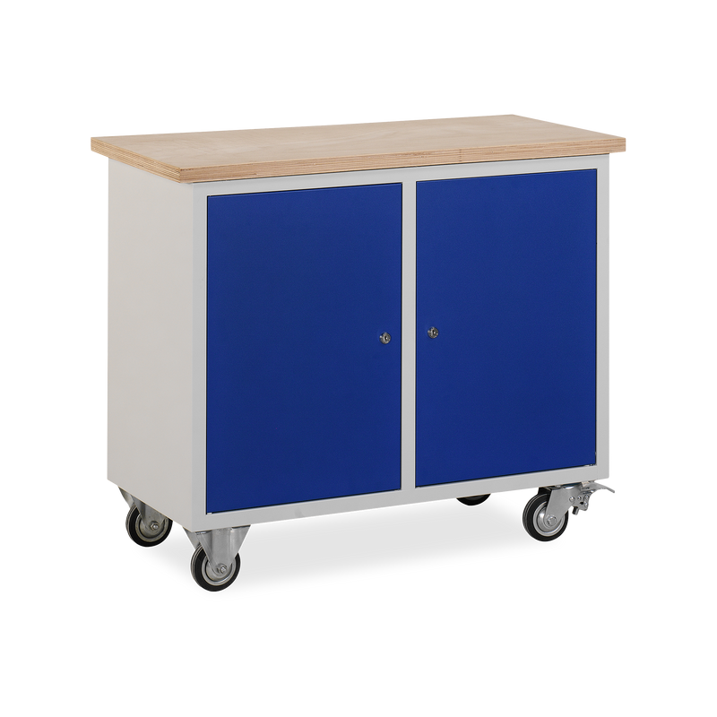 Werkzeugwagen (2-Türen) mit Lenkrollen – Lichtgrau