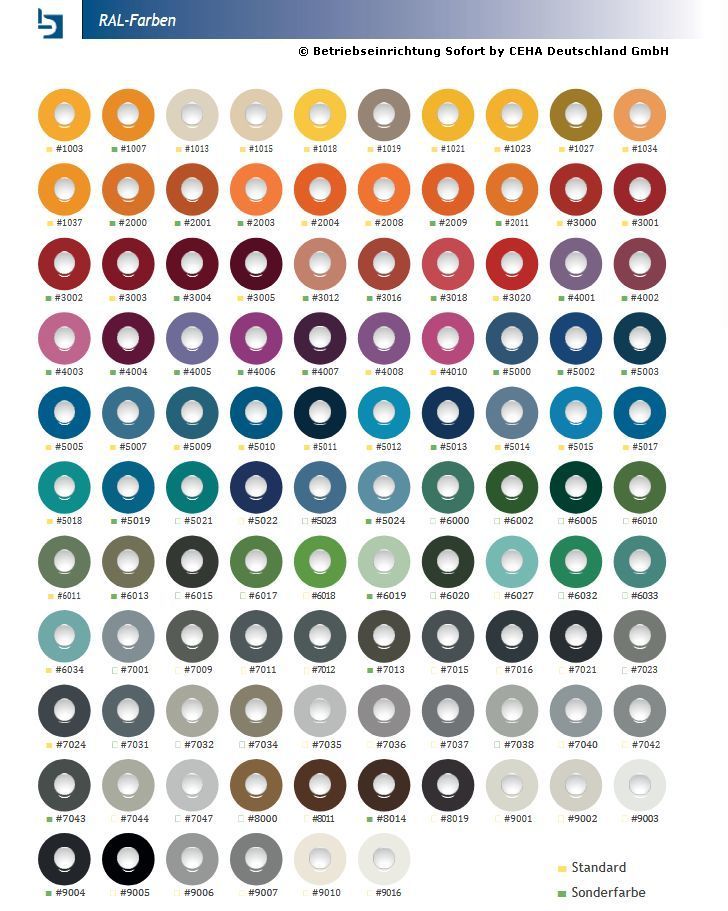 RAL-Farben für Spinde, Standardfarben und individuelle Sonderfarben