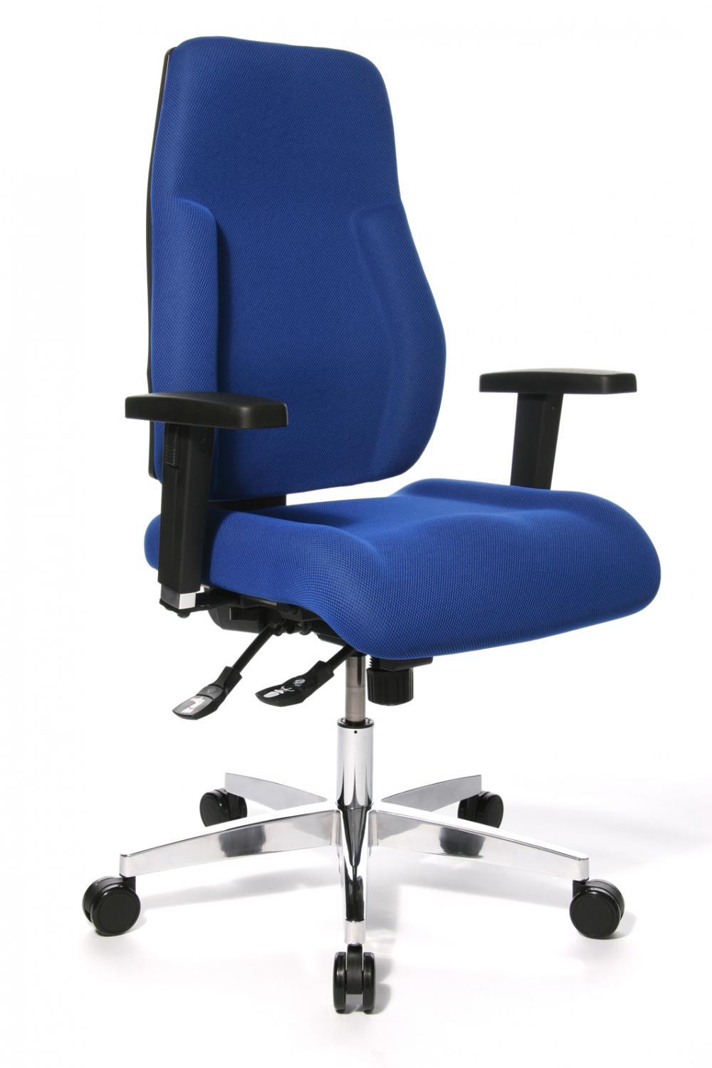 Der perfekte Bürodrehstuhl mit Sitztiefenverstellung und verstellbaren  Armlehnen, Bezug blau bis 150 KG !!!