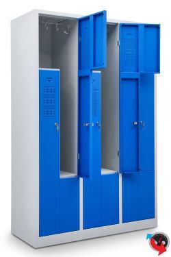 Stahl Z Schrank - Z Spinde - Türen blau - 6 Abteile - Gesamt 120 cm  breit - 6 Drehriegel - Lieferzeit ca. 2-3 Wochen ! 